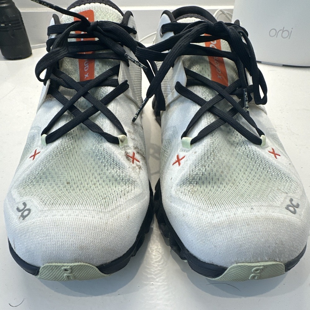 On Cloud X Men's Low Top Lace-Up Sneakers White/Black/Orange Size 11